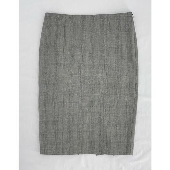 Grey Plaid Skirt Office Attire Neutral Corporate Style Donna Ricco Size 6 - Picture 3 of 11